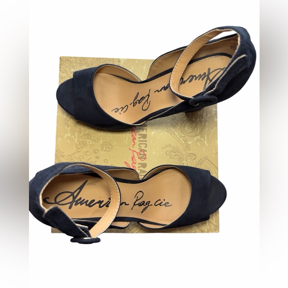 American Rag Cie Reeta Navy Platform Block Heel Sandals Size 10
